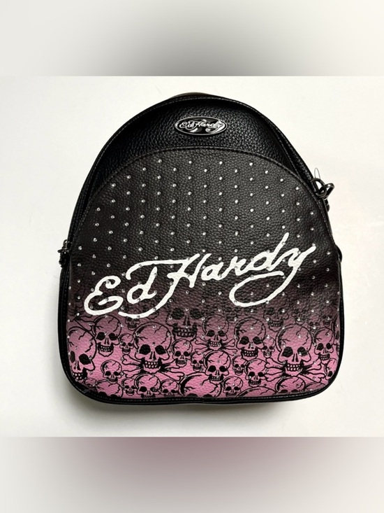 Ed Hardy Black & Pink Skull Print Mini Backpack main image 15